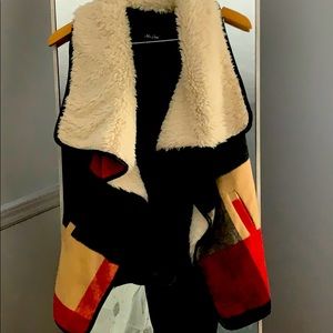 Plaid checkered Sherpa vest